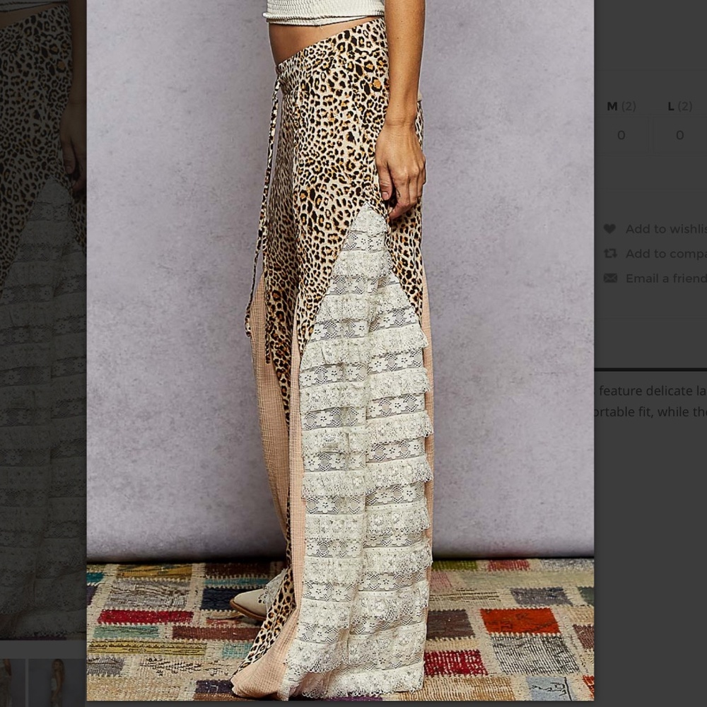 POL Beige and Leopard Print Boot-Cut Jumpsuit Pant - Picture 3 of 10